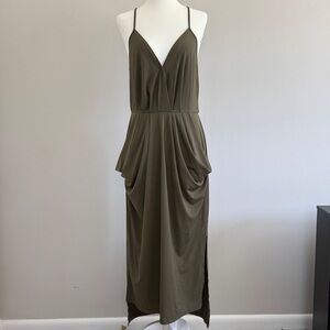 Olive Green Midi Dress - Size M